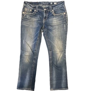 MISS ME Capri Cut JE5340EP8 Fleur de Lis Embellished Pocket Jeans Size 28 - Picture 1 of 6