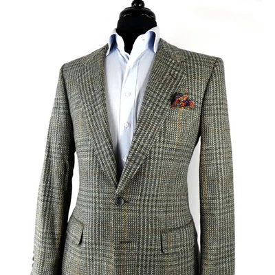 Como Nueva Chaqueta Ermenegildo Zegna Tweed Verde A Cuadros Ventilación Lateral Talla EU 48 US 38 Foto 1 de 4