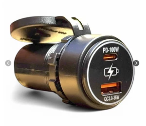 100W Dual-Port USB-C PD + 36W USB-A Heavy-Duty Charger 12-24 V  IP65 Waterproof - Picture 1 of 3