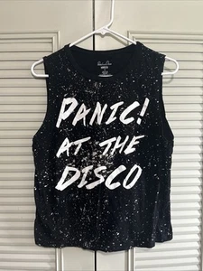 Panic At The Disco T-Shirt Damen Größe Small schwarz Grafik Tee Konzert Mannkopf - Bild 1 von 9