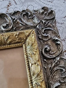 Antiker verzierter Bilderrahmen Silber Gold mit Frauenmalerei im elisabethanischen Stil - Bild 1 von 20