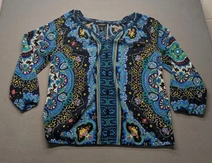 LANE BRYANT PLUS SIZE 18/20 NAVY BLUES MULTICOLOR BOHO PAISLEY - Picture 1 of 3