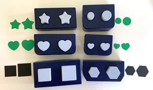 Lot of 6 Creative Memories Double Punches Hearts Stars Hexagons Squares Circles - Picture 1 of 7