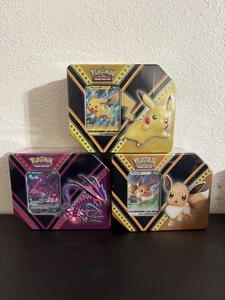 Pokemon TCG: V Powers Latas Pikachu Eevee Eternatus 3 Caja Coleccionistas Set Nuevo - Imagen 1 de 1