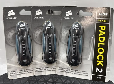 Corsair Flash Padlock 2 16GB USB 2.0  -  3 Drive Bundle - New Sealed - EB-19428 - Image 1 of 2