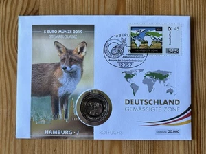 Numisbrief Deutschland BRD Bund 5 Euro Münze Gemäßigte Zone 2019 Rotfuchs - Bild 1 von 2