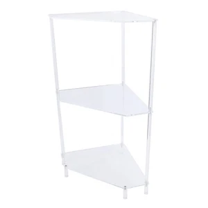 3 Tier Triangular Acrylic Corner Side Table Small Corner Side Table Bathroo New - Picture 1 of 24