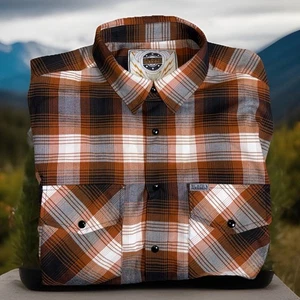 Black Dragon Shirt Men’s Long Sleeve Brown Plaid Durable Goods Size XL - Picture 1 of 10