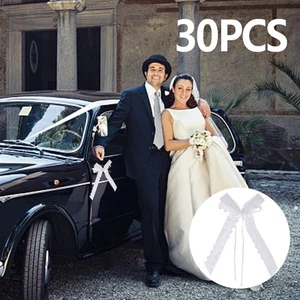 30 Pcs 9.8 x 4.7 inch White Bud Silk Ribbon Bow Decoration for Car, Gift ChxRB - Picture 1 of 12