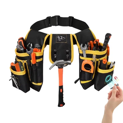 Tool Belt with 26 Pockets for Men Adjustable Waist Pouch with Magnetic Tool Hold - Image 1 of 4