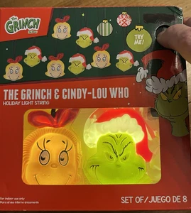 CHRISTMAS THE GRINCH AND CINDY-LOU WHO LIGHT STRING SET OF 8 NEW. - Picture 1 of 10