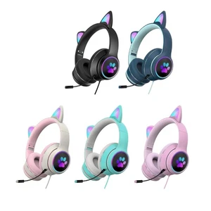 Luminous Plug-in Headsets for Cat Ears Shape for Online Class Games Learning Wor - Zdjęcie 1 z 11