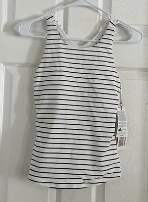 CALIA Women's High Support Tankini Swim Top Stripe White Black Sz Xs - Image 1 of 4