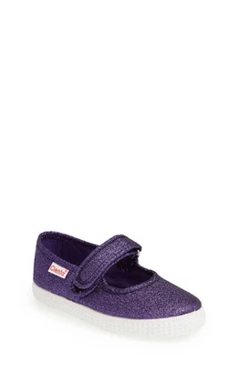 Cienta Flats Toddler 5 Purple Glitter Canvas Slip On Comfort Mary Jane JOBB1678 - Image 1 of 4