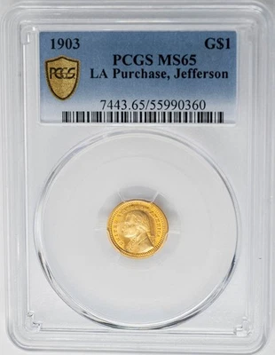 1903 $ Gold Jefferson LA Purchase Dollar MS65 Secure PCGS 950550-34 - Image 1 of 4