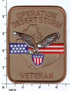 ¡PARCHE bronceado de veteranos de la Operación Tormenta del Desierto de Estados Unidos! Ejército/USMC/USN/USAF Golfo Pérsico! - Imagen 1 de 1