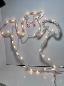"Silueta de Halloween iluminada blanco fantasma ojos púrpuras decoración ornamental de 18""" - Imagen 1 de 3