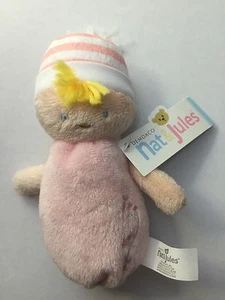 Peluche sonaglio bambola rosa Nat & Jules 6" - Foto 1 di 2