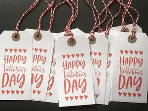 10 Large Red And White Happy Valentine’s Day Favour Gift Tags - Picture 1 of 1