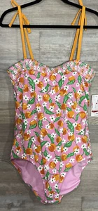 NEW Lands End Draper James Womens 14 Floral Orange Pink One Piece Preppy Girly - Picture 1 of 10