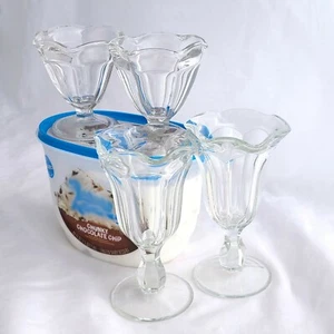 Anchor Hocking Ice Cream Dishes Glass Footed Dessert Bowls Soda Fountain Sundae - Picture 1 of 20