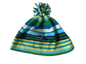 Old Navy Striped Fleece Winter Pom Pom Hat Big Kids Boys Unisex Small Medium - Picture 1 of 7