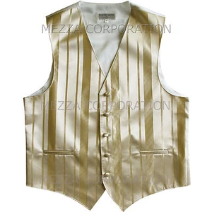 Nuevo Chaleco Esmoquin Para Hombre Chaleco Rayas Solo Baile de graduación Boda Fiesta Formal Champagne - Imagen 1 de 2