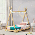 [en.casa] Łóżeczko dziecięce 80x160cm Tipi Indianie Łóżko Drewno Naturalny bambus Dom dla dzieci