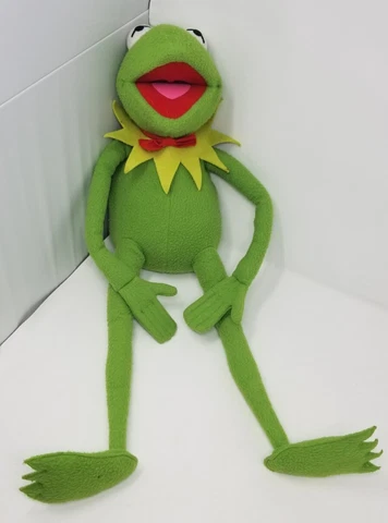 Vintage Muppets Kermit Frog Plush Eden Toy Jim Henson Bow 80s 24" Cover