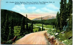 Poudre Canon Highway Nearing Cameron Pass , Colorado Sanborn Souvenir Co. 1940's - Picture 1 of 2