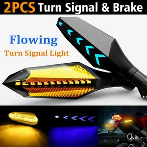 2x Motorcycle 12-LED Turn Signal Lamp Sequential Flowing Indicator Lights Amber - Foto 1 di 8