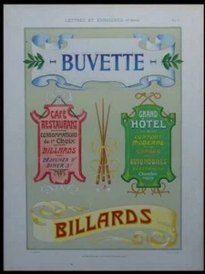 FRANZÖSISCHES JUGENDSTIL LADENSCHILD - 1905 LITHOGRAPHIE - SCHRIFTEN, BILLARD, BORDERE - Bild 1 von 2