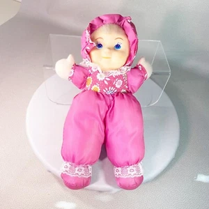My First Doll Vintage Baby Girl Pink Nylon Body Vinyl Face 14" Parachute Cloth - Picture 1 of 10