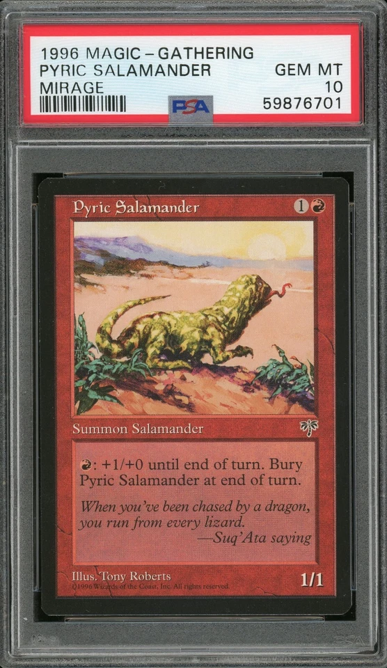 1996 Magic the Gathering MTG Mirage Pyric Salamander PSA 10 Pop 1 - Image 1 of 2