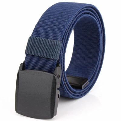 120cm Men's Elastic Stretch Nylon Belt with Plastic Buckle for Jeans - Image 1 of 4