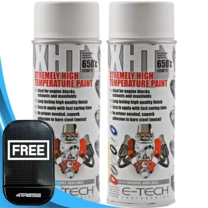 2x E-Tech White Brake Caliper VHT XHT High Temp Engine Block Spray Paint 400ml+M - Picture 1 of 14