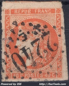 FRANCE EMISSION DE BORDEAUX 40c ORANGE N° 48 AVEC OBLITERATION GC 2240E - Picture 1 of 2