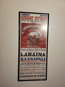 Vintage 1890-1970 The Sugar Cane Train  Pacific Railroad Poster Maui Hawaii - Picture 1 of 7