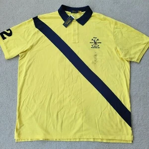 Polo Ralph Lauren Men Horse Equestrian Polo Shirt Yellow SS Big & Tall 4XLT New - Picture 1 of 12