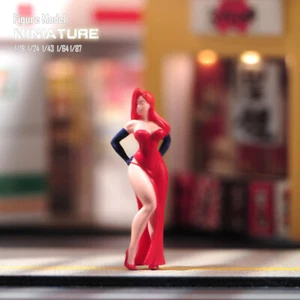 1/43 Sexy Red Dress Anime Girl Scene Miniatures Figures Doll For Cars Vehicle - Picture 1 of 6