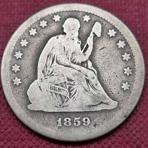 1859 Seated Liberty Quarter 25c Better Grade #59238 Cover