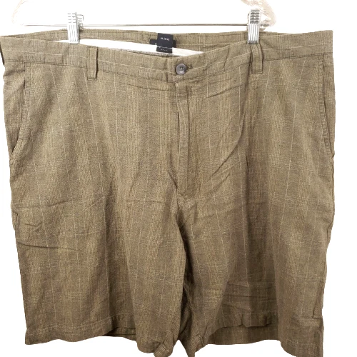 Izod Shorts Men's 40 Linen Blend  Dark Green Brown Flat Front Casual - Image 1 of 4