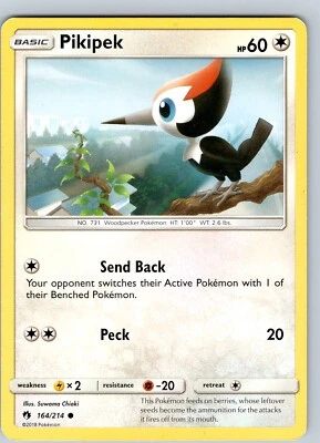 Pokemon TCG Pikipek S&M Lost Thunder 164/214 Regular Common Card Played LP - Image 1 of 2