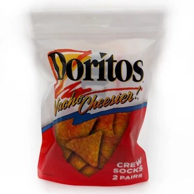 Calcetines Doritos Nacho Cheese Crew para hombre mujer rojos negros divertidos novedad regalo 2 pares Foto 1 de 4