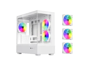 DIYPC ARGB-N1-W White USB3.0 /Type C Micro ATX Gaming Computer Case w/ Frameless - Picture 1 of 5