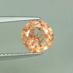 1.21 Cts SALE..Natural Sunstone Round Cut Orange With Red Dot Loose Gemstone - Picture 1 of 3