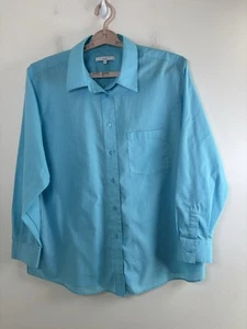 Foxcroft Shirt Damen faltenfrei Knopfleiste Größe 16 W hellblau langarm - Bild 1 von 9