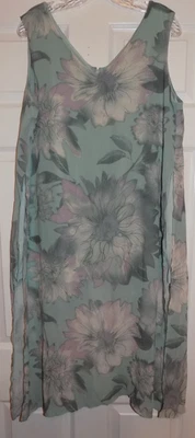 Coldwater Creek 16P verde pálido floral tenue túnica estilo cami camiseta sin mangas Foto 1 de 4