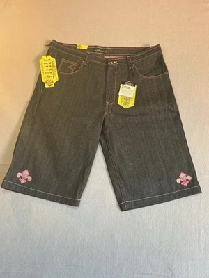 Винтажный Y2K Jinzu Jean шорты Jorts мужской размер 38 красный вышитый карман 0137 - Изображение 1 из 4