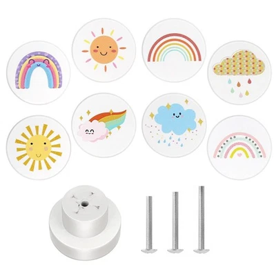 Boho Arco Iris Perilla de Cajón Tiradores Redondos Perillas de Gabinete de Madera para Niños Niñas Niños D... Foto 1 de 4